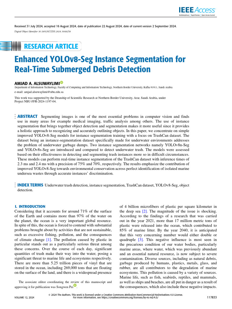 Enhanced YOLOv8-Seg Instance Segmentation For Real-Time Submerged ...