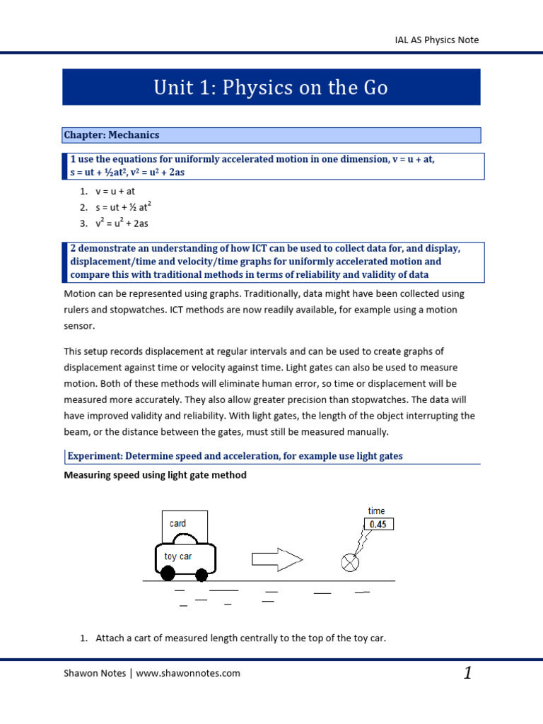 AS Physics Mechanics Notes | PDF | Waves | Deformation (Engineering)