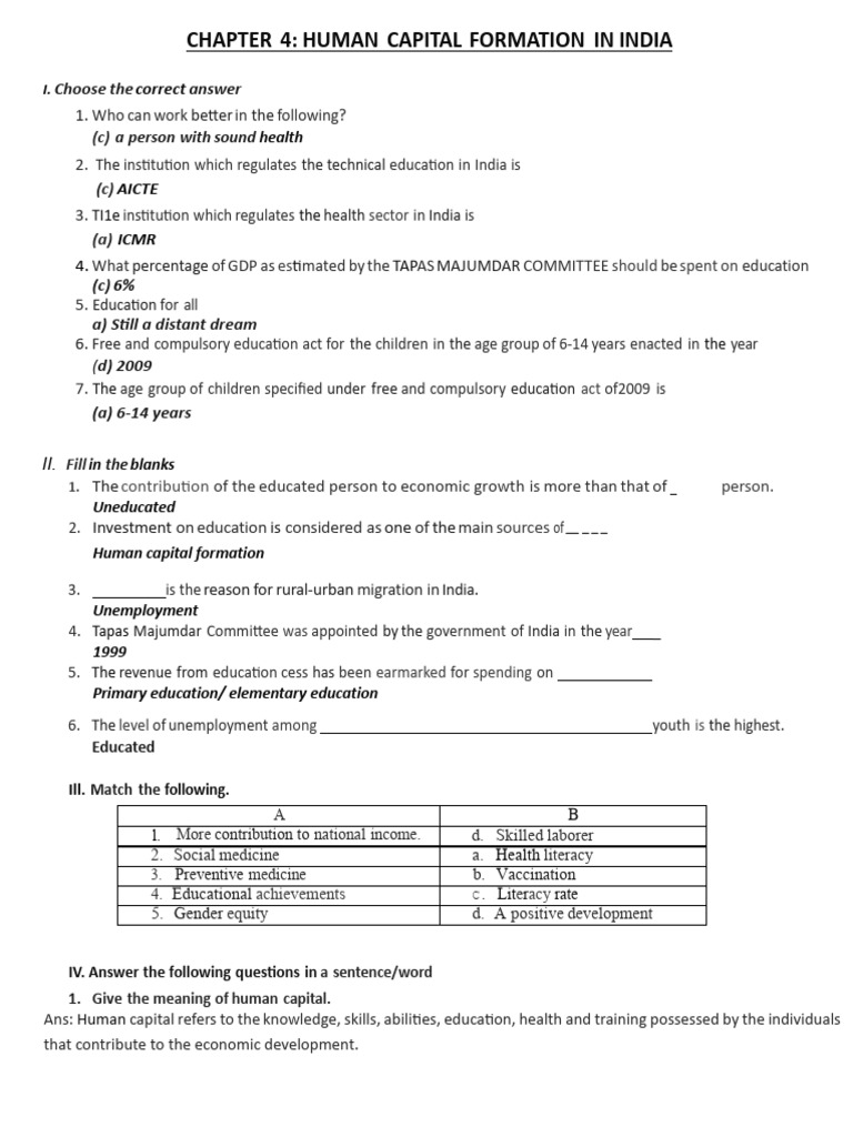 i Puc Chapter 4 Human Capital Formation (1) | PDF | Cost Of Living ...