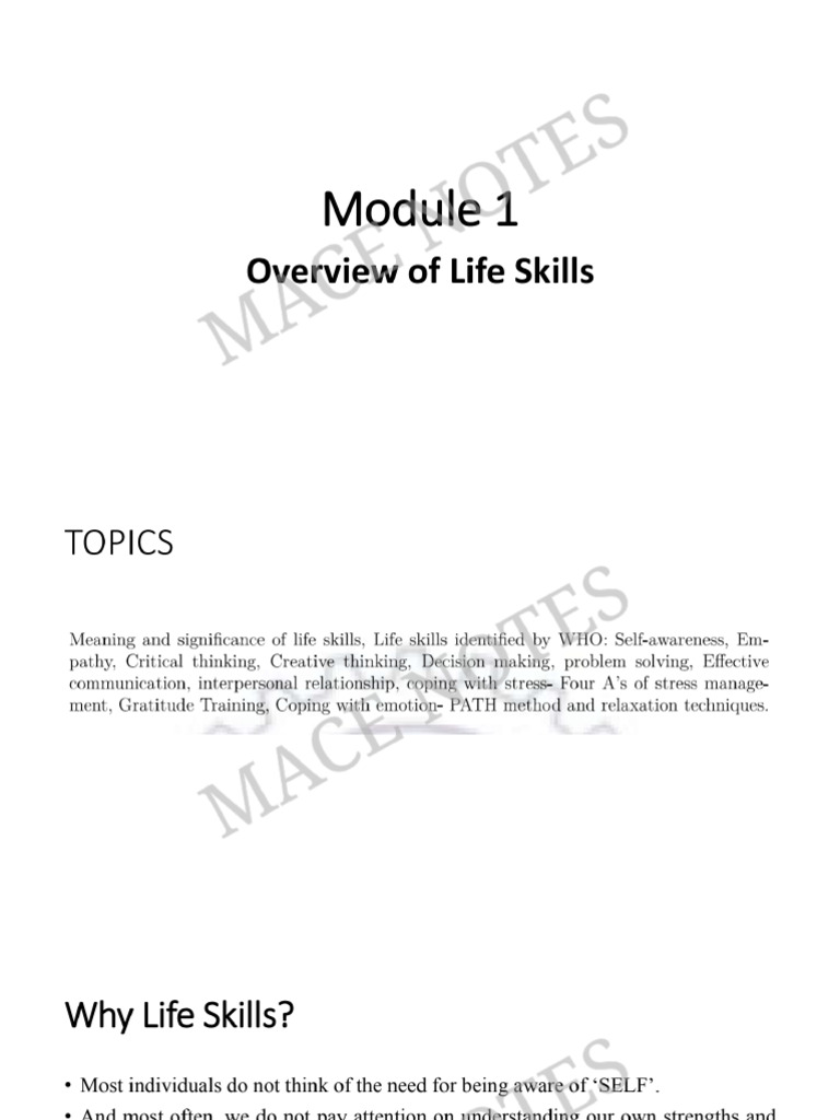 Life Skills Module 1. | PDF