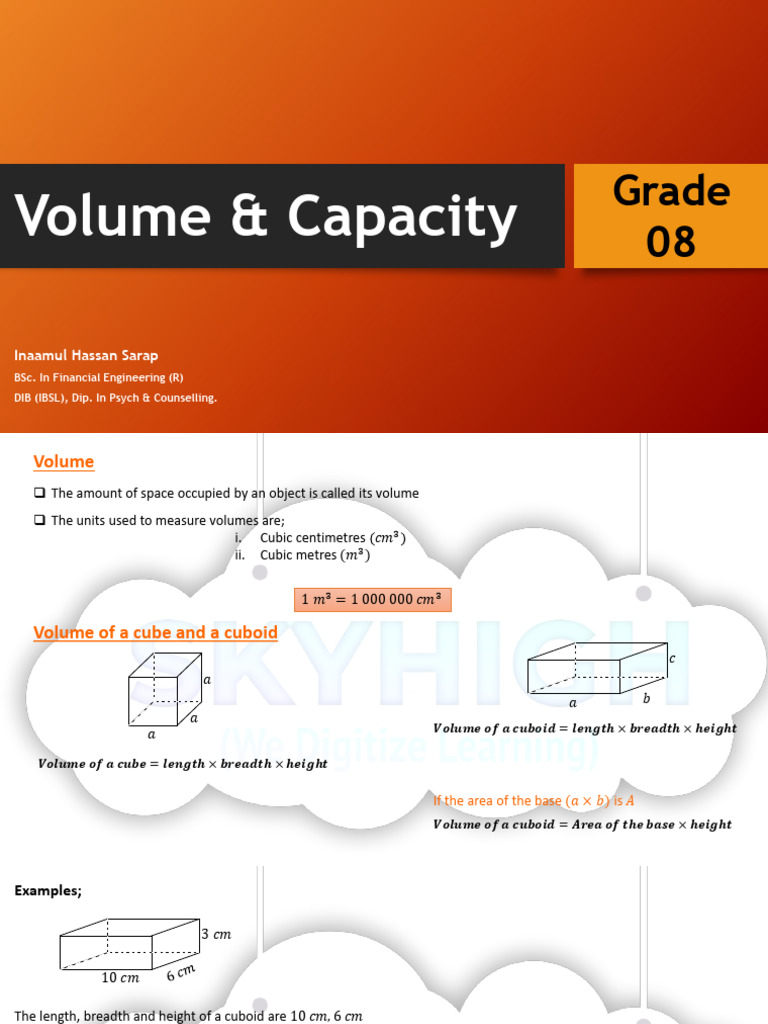Understanding Volume and Capacity Concepts | PDF | Volume | Circle