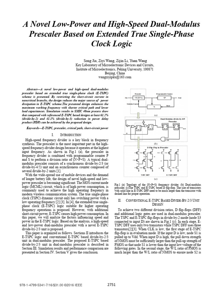 Low-Power High-Speed Dual-Modulus Prescaler | PDF | Logic Gate | Mosfet