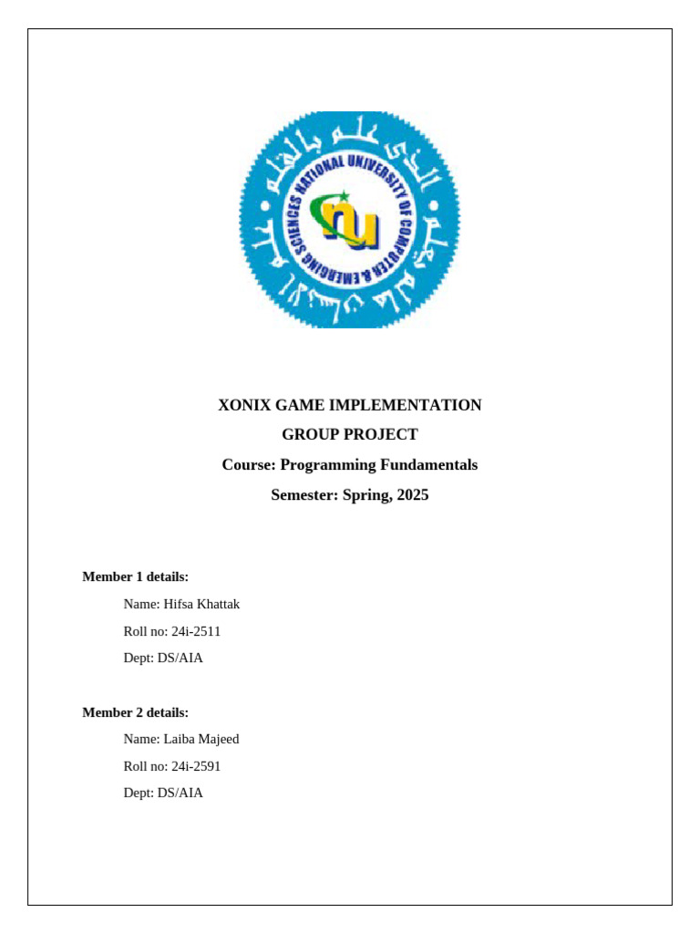 Xonix Game Development Project Report | PDF | Computer Science ...
