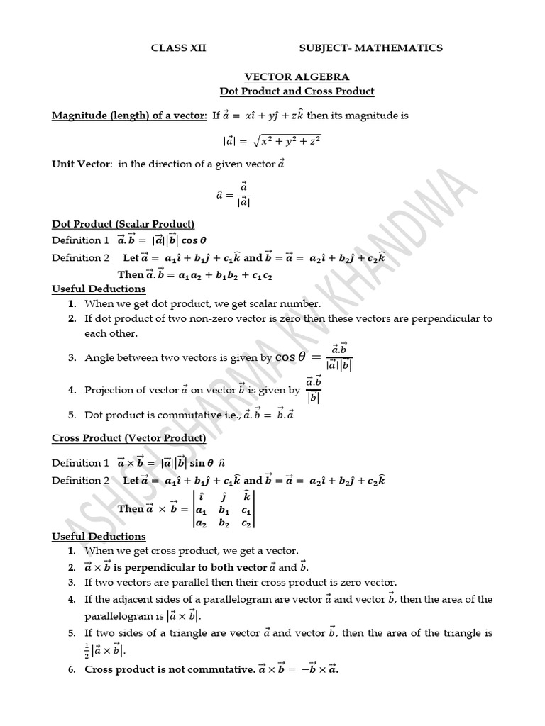 VECTOR ALGEBRA 26-12-2025 | PDF | Euclidean Vector | Mathematical Physics