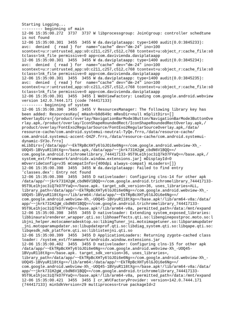 Android App Logging Errors Report | PDF | Android (Operating System ...