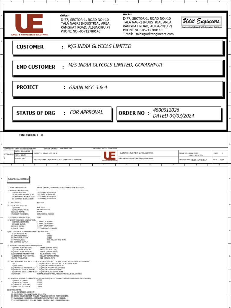 Grain MCC 3 & 4 Project Details | PDF | Electricity | Electrical ...