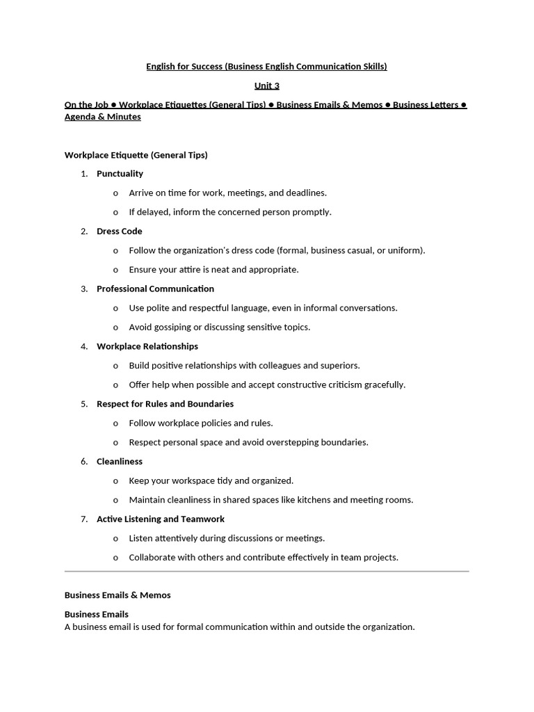 Workplace Communication Essentials | PDF | Memorandum | Communication