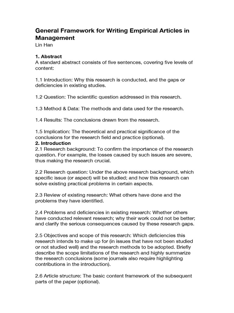 Empirical Article Writing Framework | PDF | Statistics | Data Analysis
