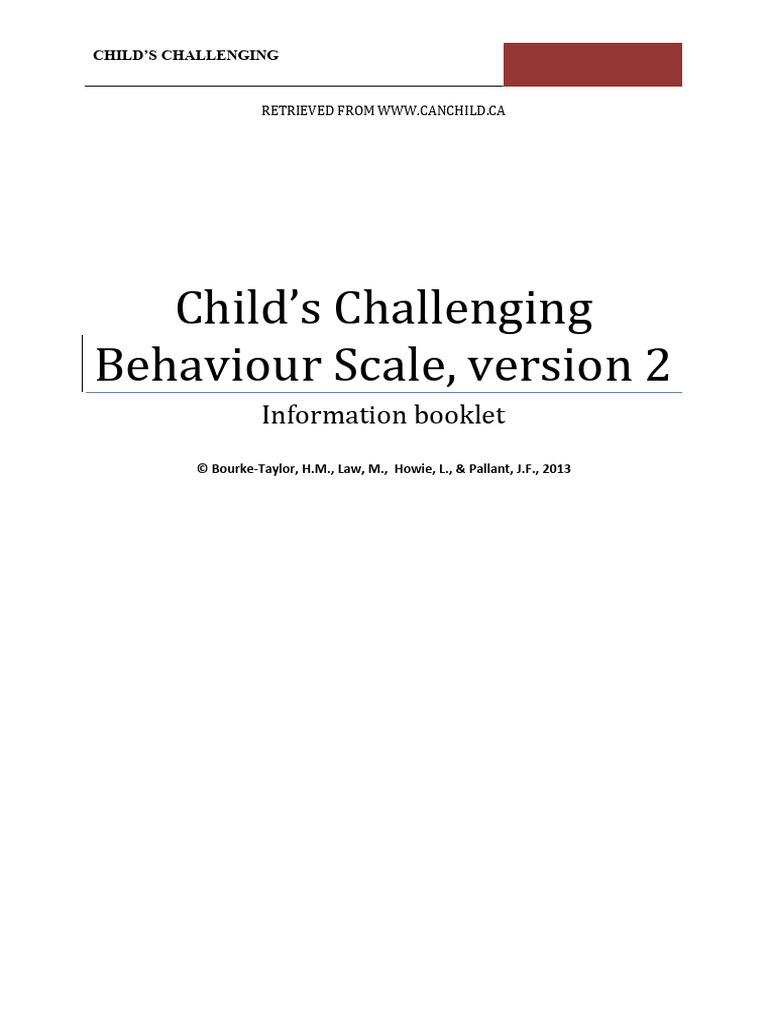 Child's Challenging Behaviour Scale V2 | PDF | Likert Scale | Psychology