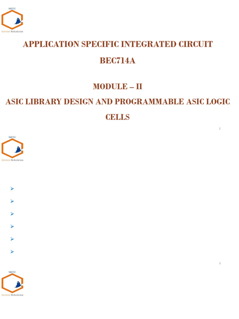 ASIC Library and Logic Cell Design | PDF | Electronics | Electronic ...