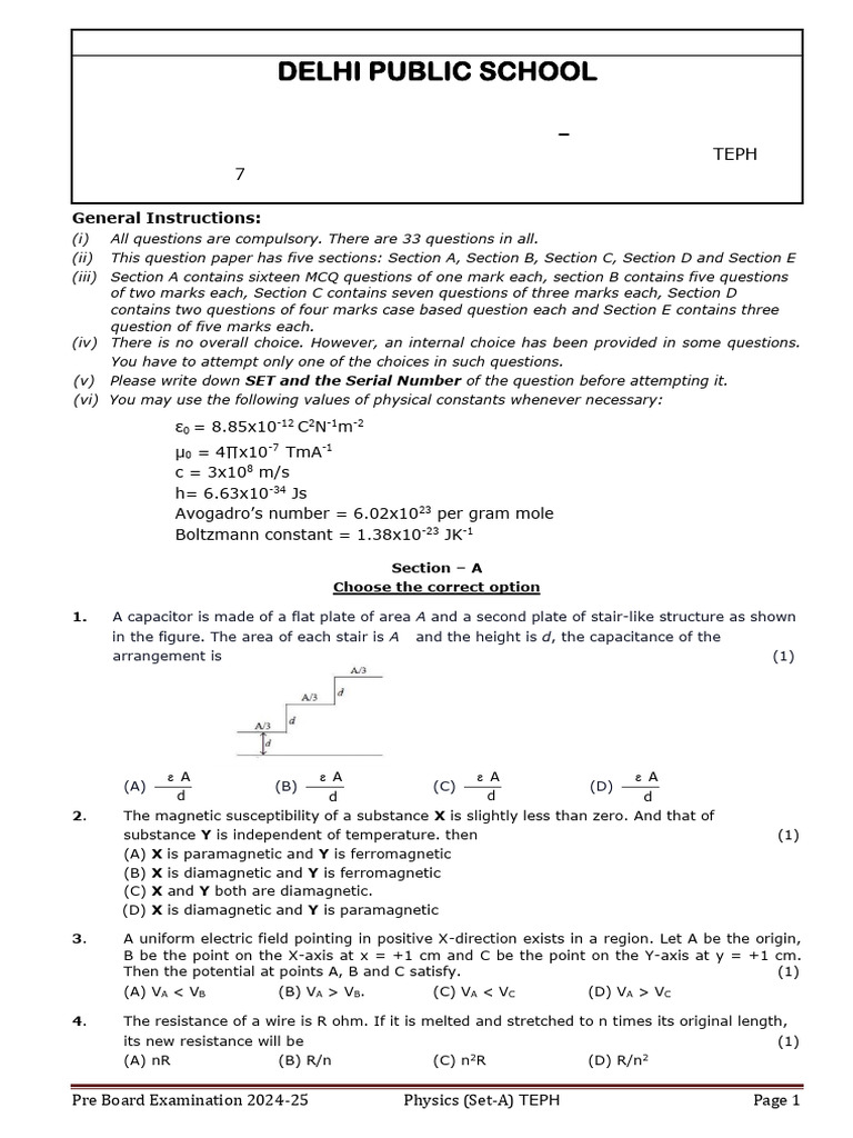 SamplePaper XII 12 Physics Set A Final. 134085326386554209 | PDF ...