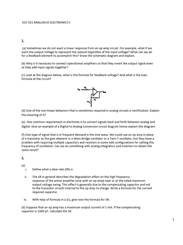 Operational Amplifier Circuit Analysis | PDF | Operational Amplifier ...