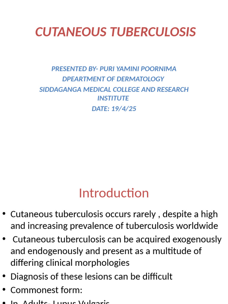 Understanding Cutaneous Tuberculosis | PDF | Tuberculosis | Microbiology