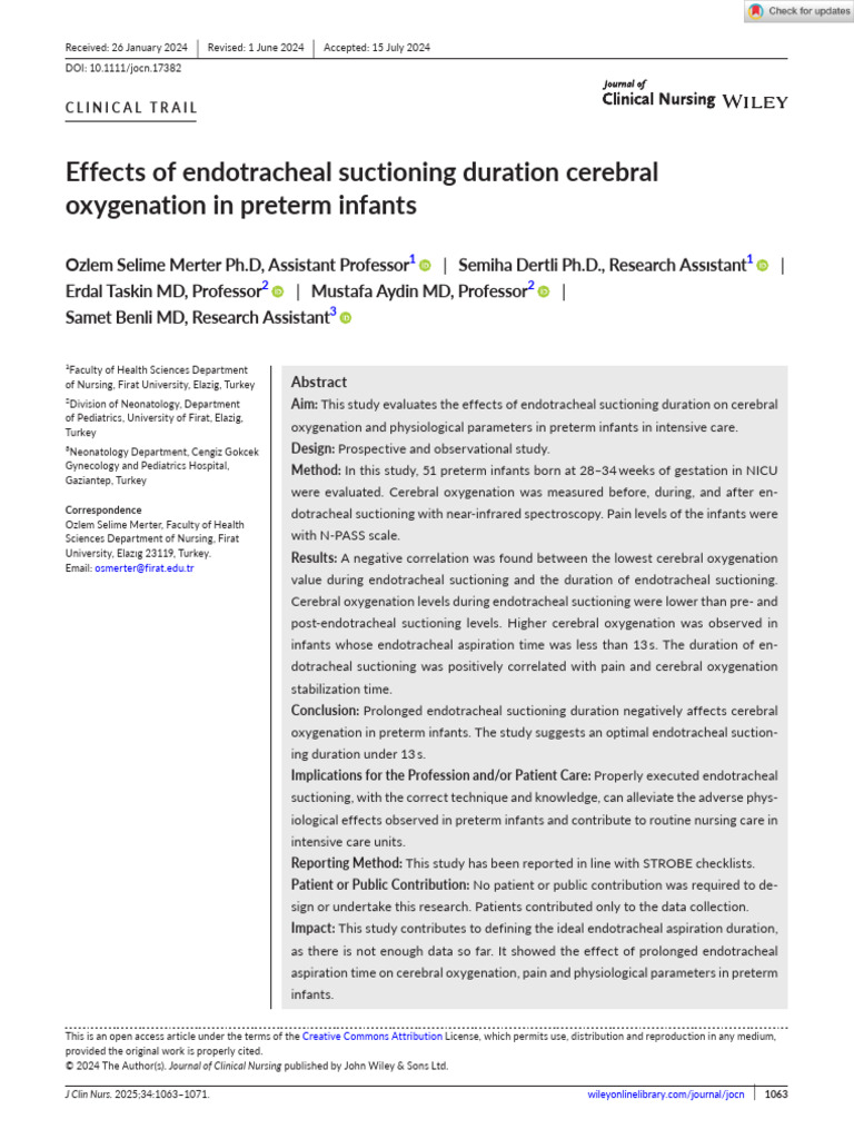 Journal of Clinical Nursing - 2024 - Merter - Effects of Endotracheal ...