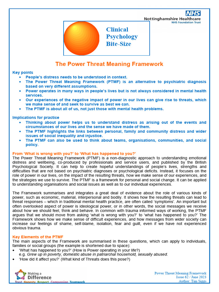 Understanding the Power Threat Meaning Framework | PDF | Psychological ...
