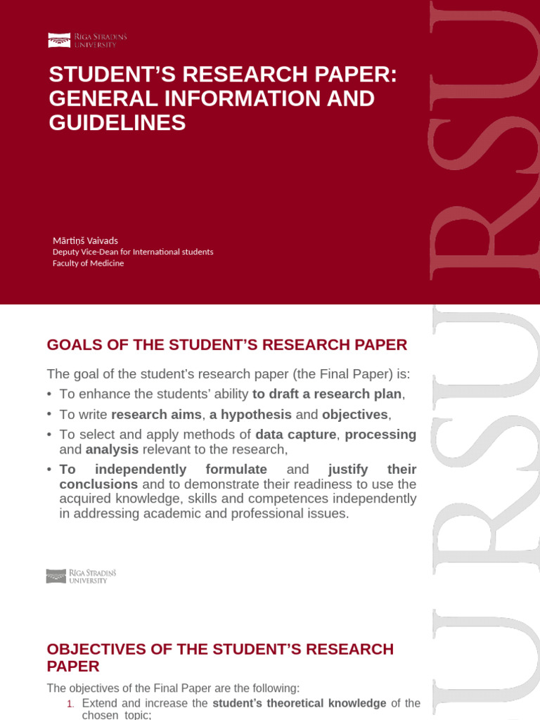 Guidelines for Student Research Papers | PDF | Thesis | Methodology