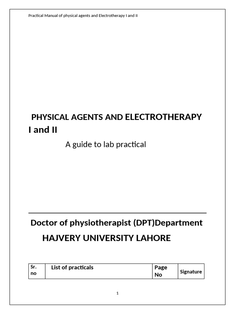 Physical Agents & Electrotherapy Manual | PDF | Electromyography ...