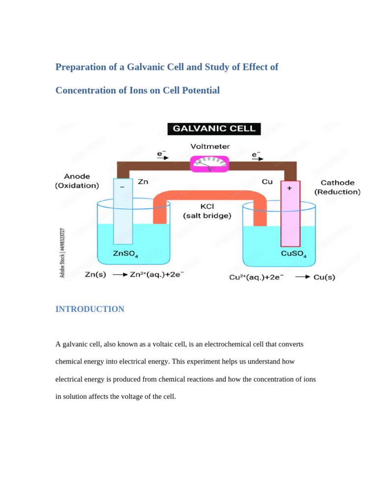 Galvanic Cell: Ion Concentration Effects | PDF | Redox | Electrochemistry
