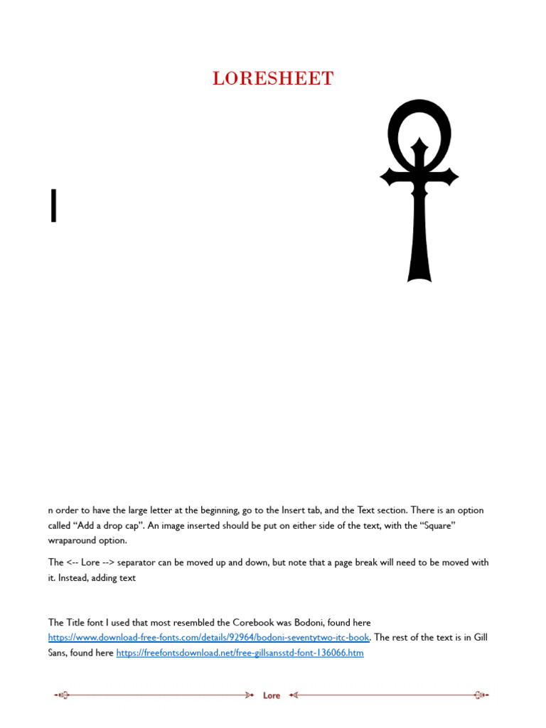 Formatting Guide for Lore Sheets | PDF | Document | Western Art