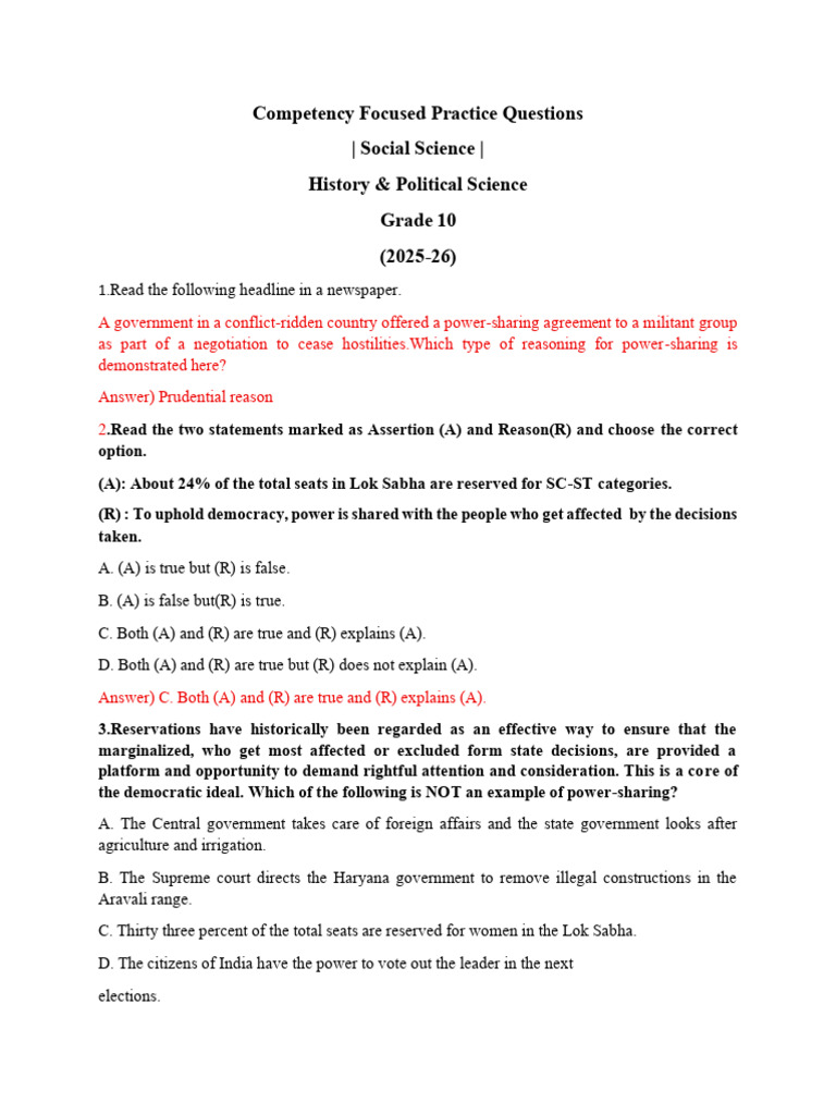 Grade 10 Social Science Practice Questions | PDF | Jurisdiction | Germany