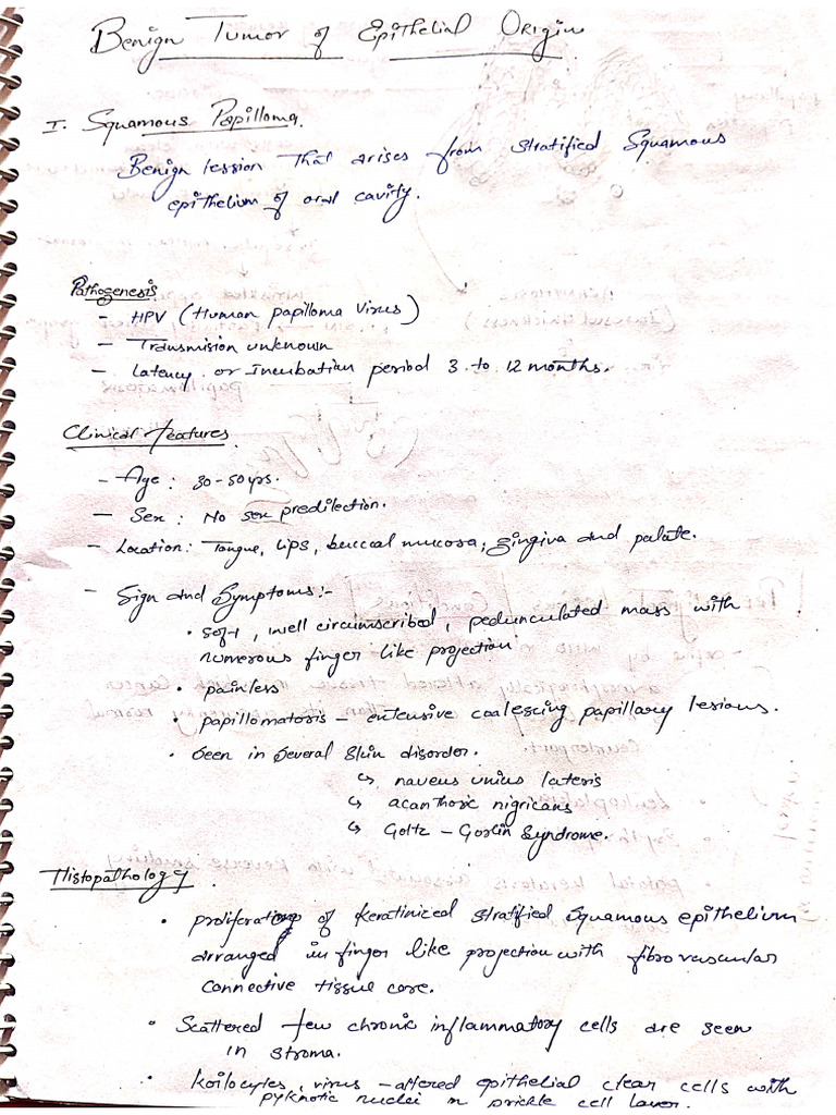Papilloma and Leukoplakia of Oral Pathology Highly Yield Study Notes | PDF