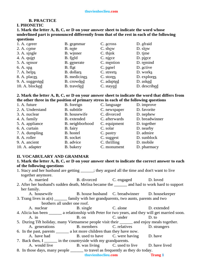 Phonetics and Vocabulary Practice Test | PDF | Fluency