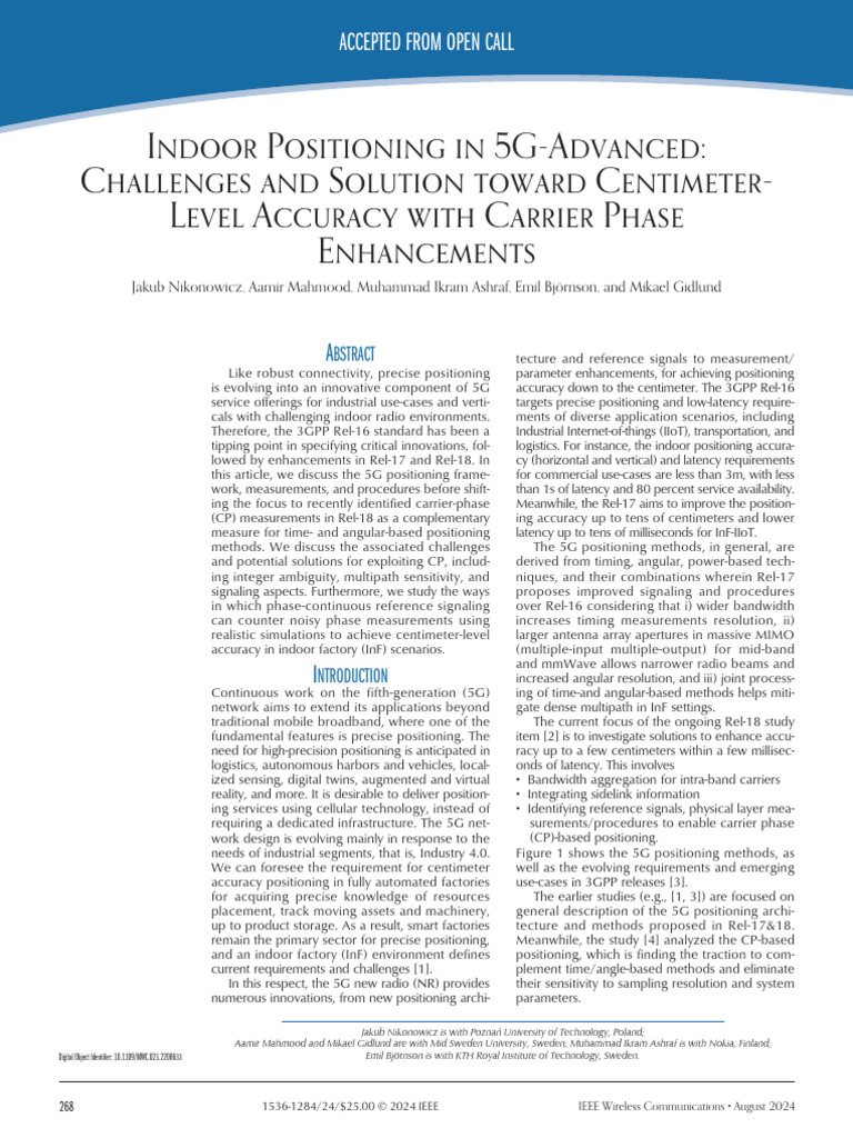 3 Indoor Positioning in 5G-Advanced Challenges and Solution Toward ...