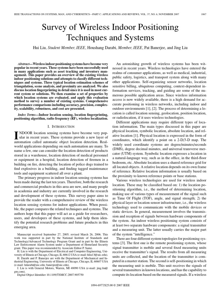 Wireless Indoor Positioning Survey | PDF | Support Vector Machine ...