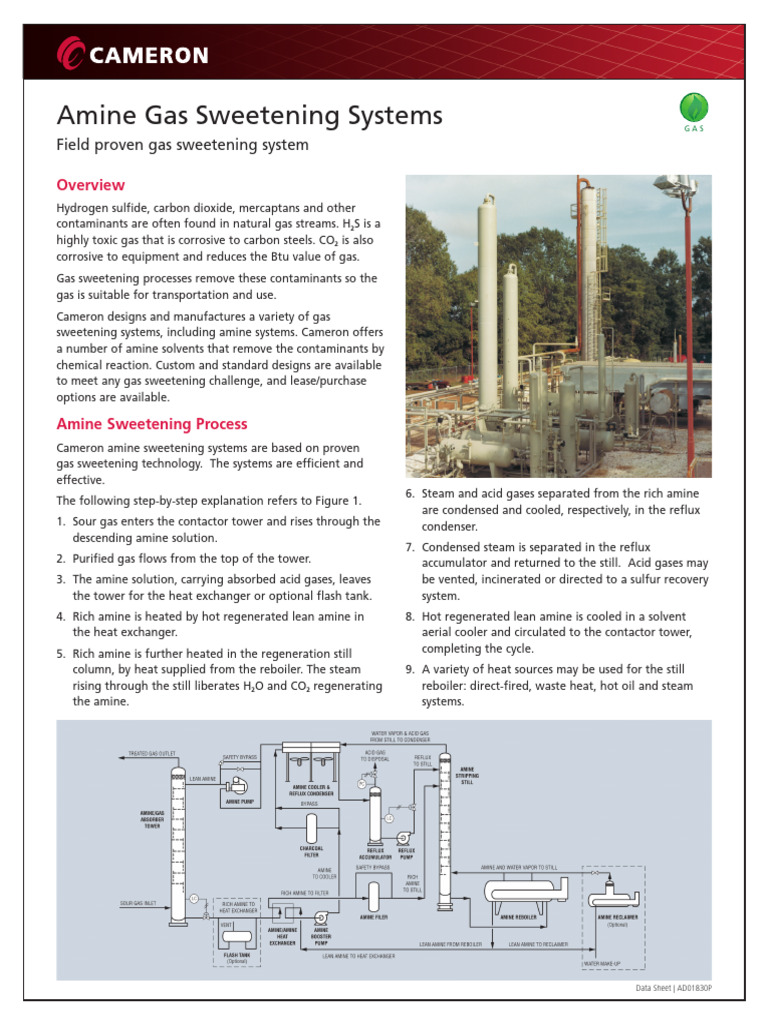 Amine Gas Sweetening Systems Overview | PDF | Chemical Process ...