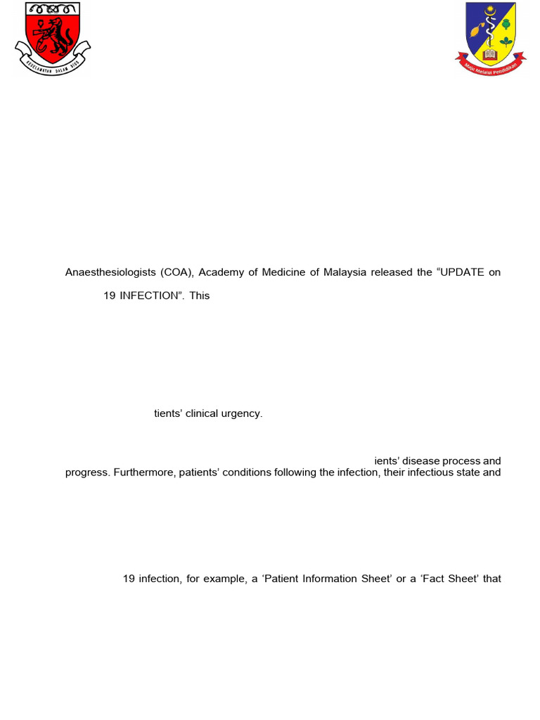 Elective Surgery Guidelines Post-COVID-19 | PDF | Anesthesia | Infection