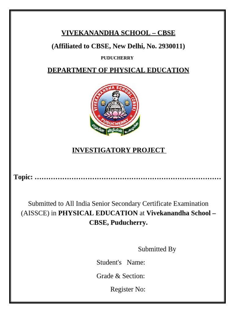 CBSE Physical Education Project Guide | PDF