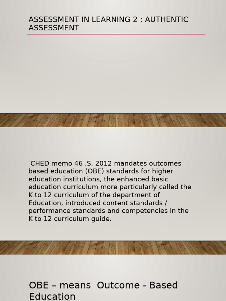 Authentic Assessment in Outcome-Based Education | PDF | Educational ...