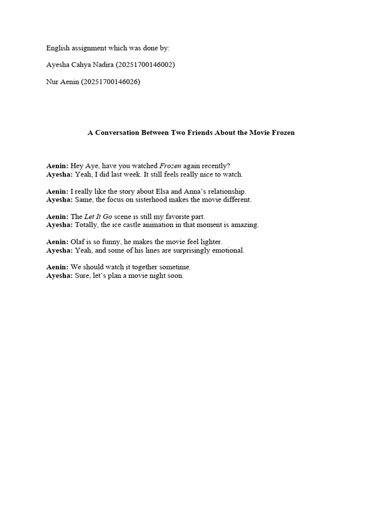 Friends Discuss Movie Frozen | PDF