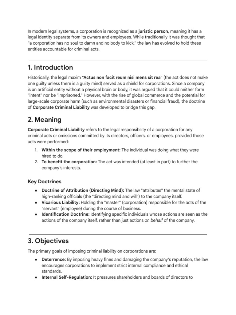 Understanding Corporate Criminal Liability | PDF | Crime & Violence ...