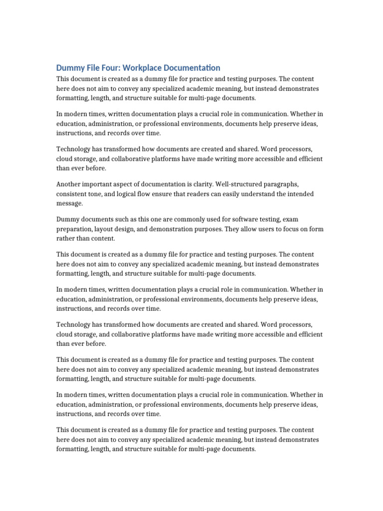 Dummy Document for Testing Purposes | PDF | Communication | Documentation