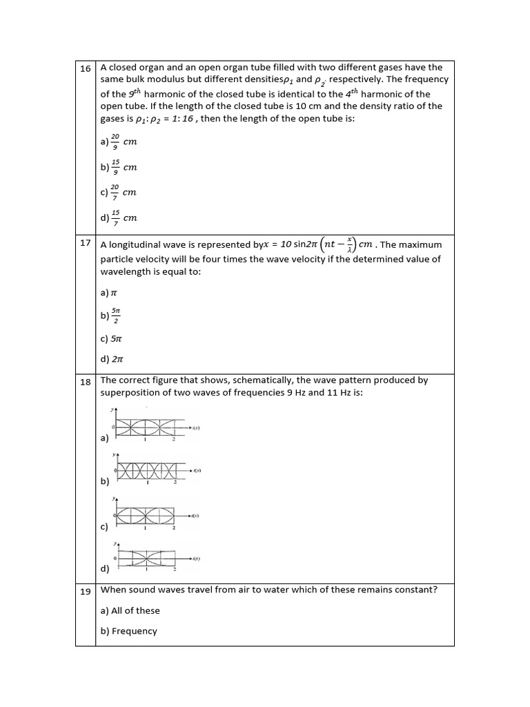 Wave Mechanics and Harmonic Motion Problems | PDF | Waves | Oscillation