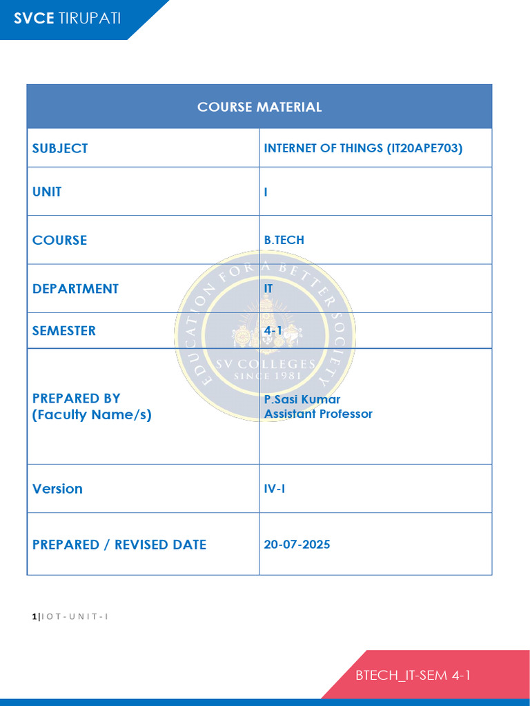 IOT UNIT-1 (1) (3) | PDF | Internet Protocols | Internet Of Things