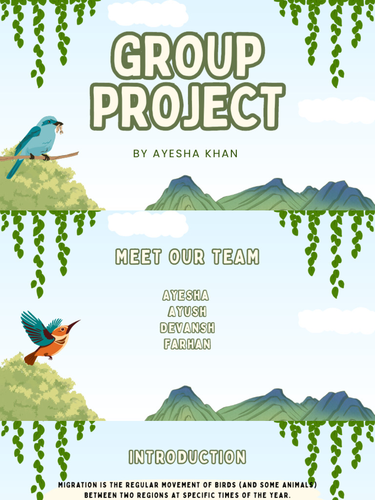 Blue Green and White Playful Group Project Presentation | PDF | Bird ...