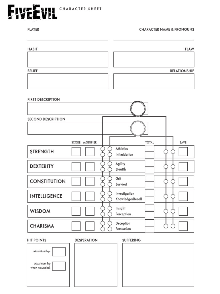 Character Sheet Template for RPGs | PDF