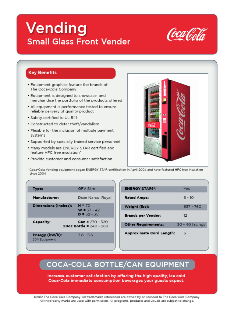 Coca-Cola Vending Equipment Overview | PDF