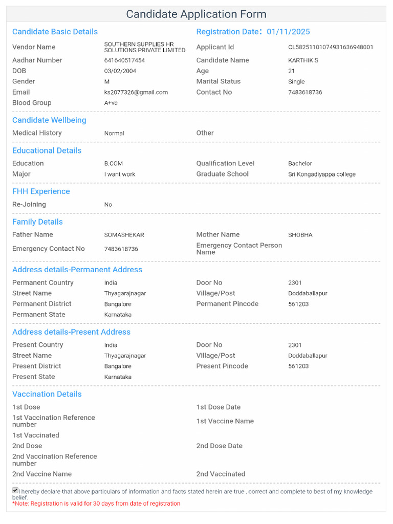Candidate Application Form | PDF