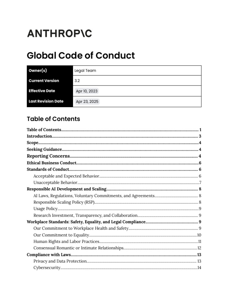 Global Code of Conduct Overview | PDF | Artificial Intelligence ...