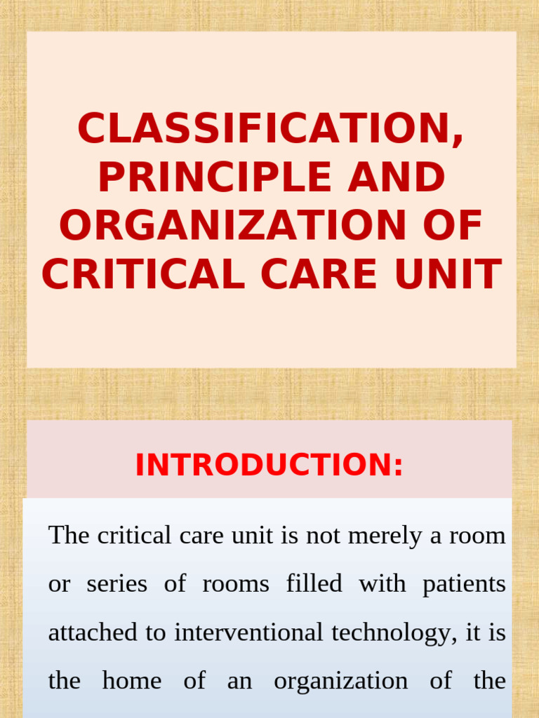 2. Critical Care Unit Classification | PDF | Intensive Care Unit ...