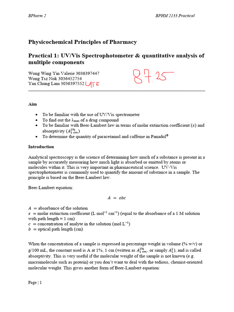 UV/Vis Spectrophotometry in Pharmacy | PDF | Ultraviolet–Visible ...