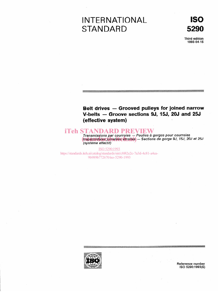ISO 5290:1993 Grooved Pulleys Standard | PDF | International ...