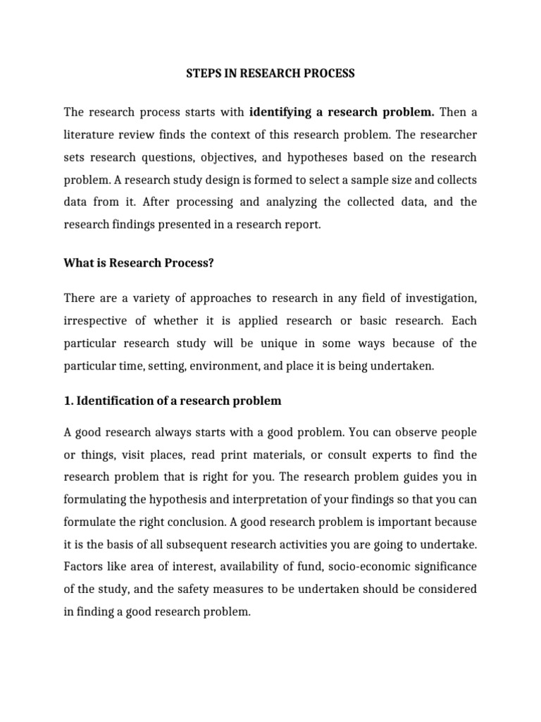 Steps in Research Process | PDF | Sampling (Statistics) | Hypothesis