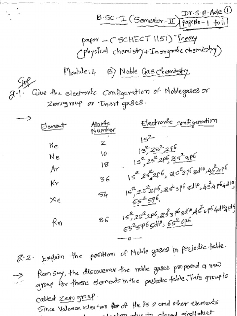 Noble Gas Chemistry (QA) SBAde | PDF