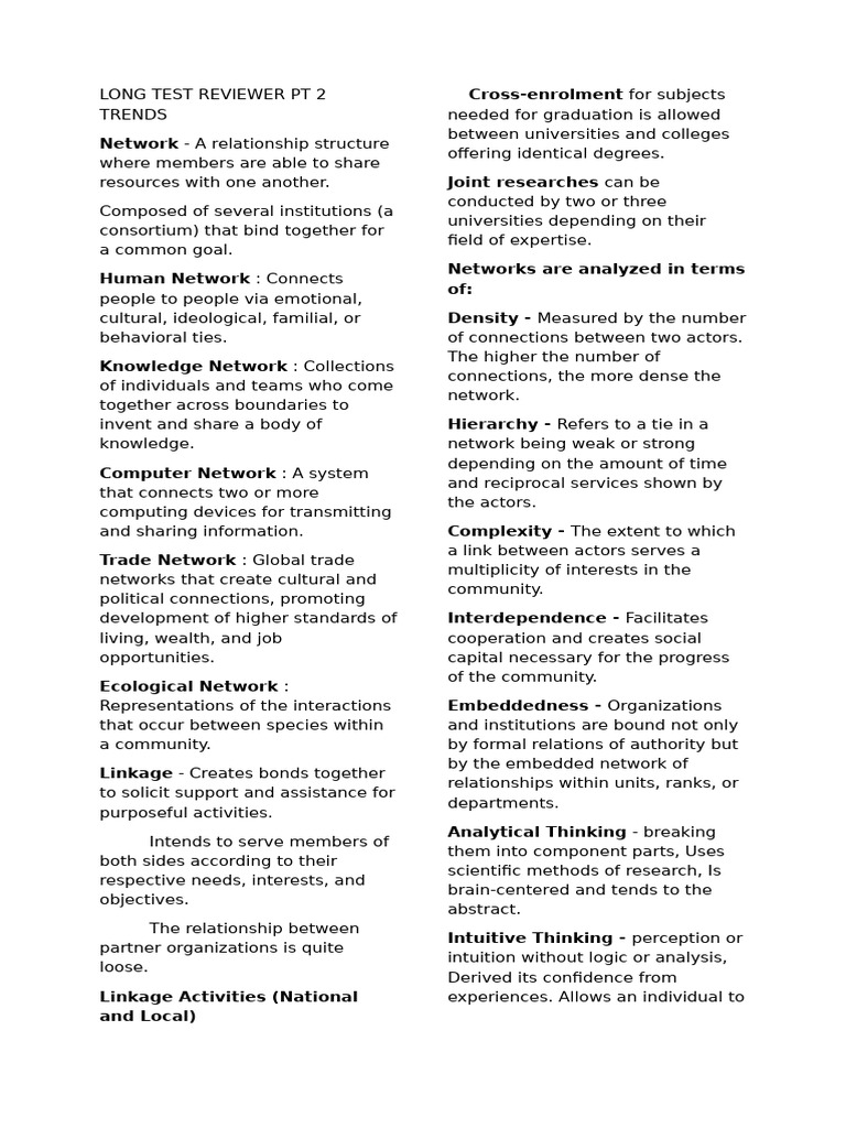 Long Test Reviewer PT 2 Trends | PDF | Thought | Intuition