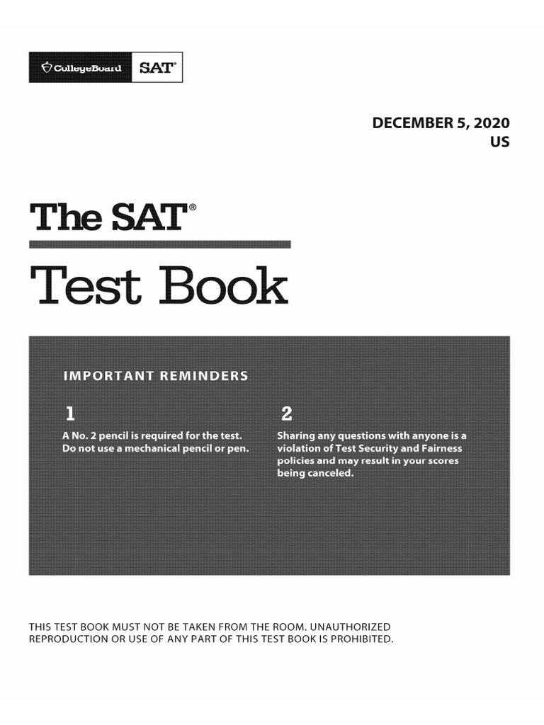 2020 December US SAT Practice Test | PDF