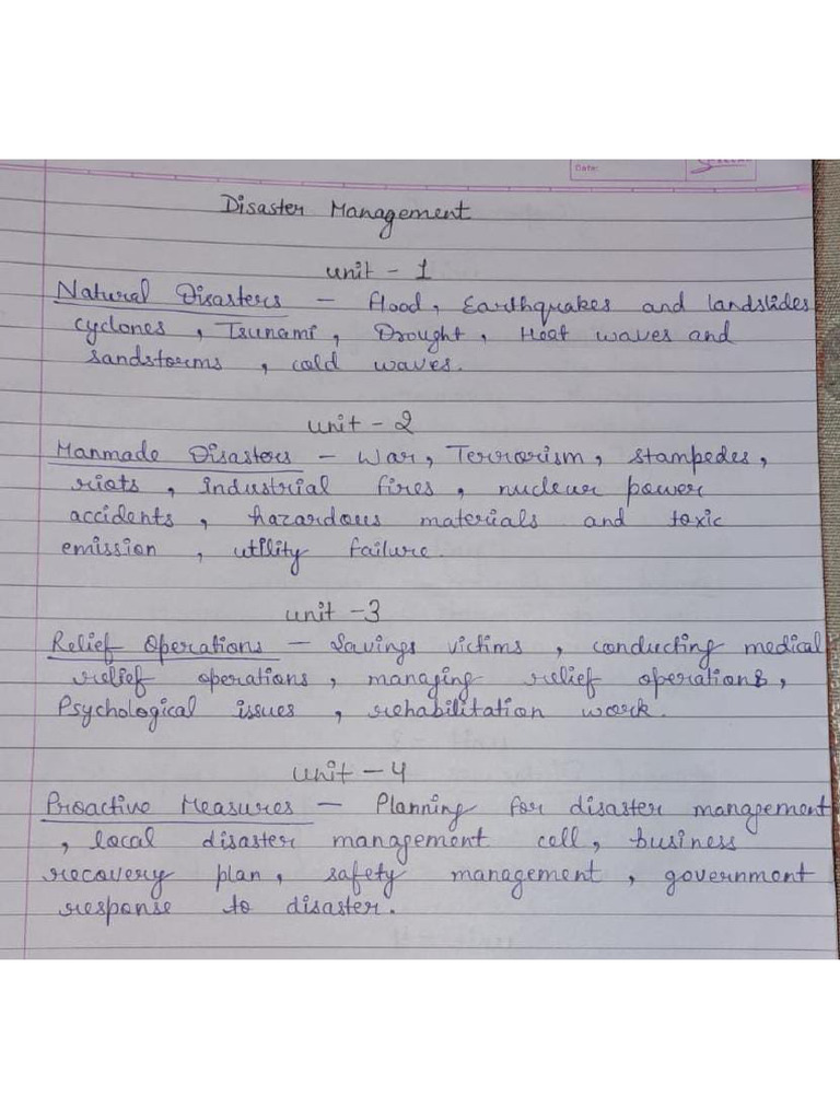 Disaster Management (Important Questions) | PDF